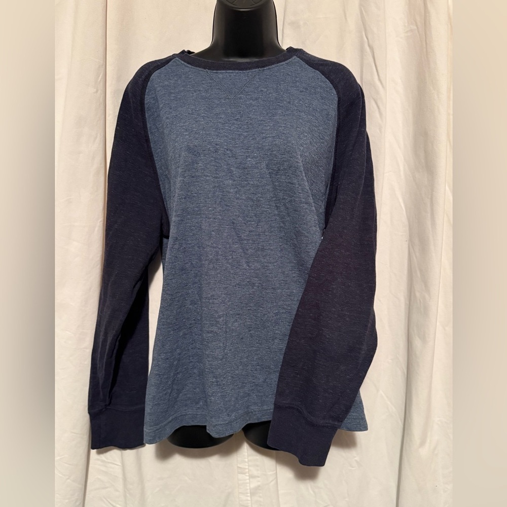 L.L. Bean Men's Sz L Washed Cotton Double-Knit Crewneck, Slightly Fitted L/Slv